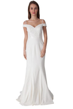Miss Anne 217440 White long gown with train $250
