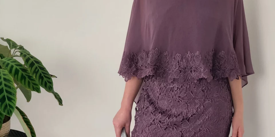 219303 cocktail dress with Chiffon overlay