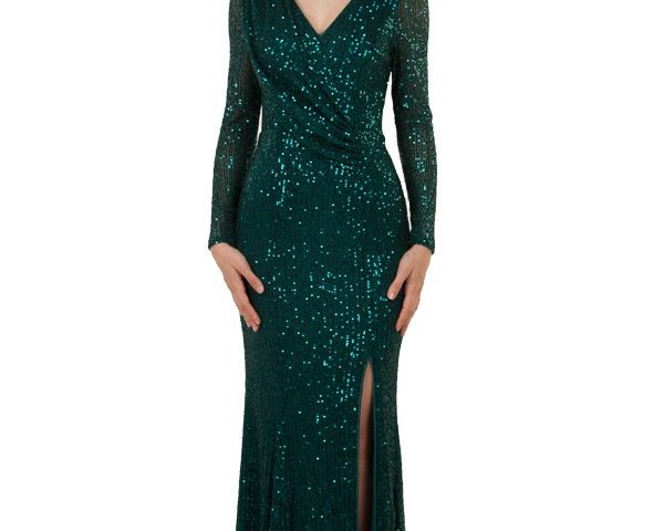 222229 long sequinned formal gown $299
