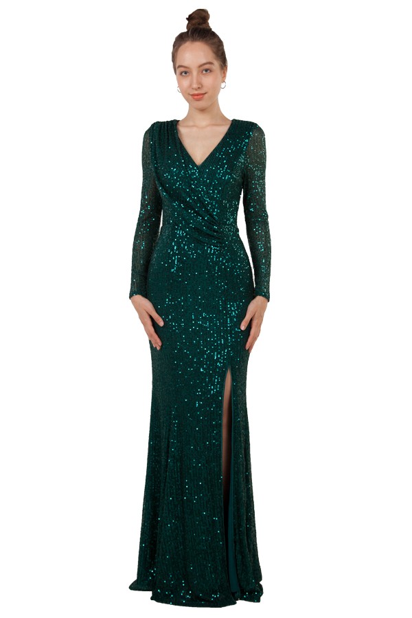 222229 long sequinned formal gown $299