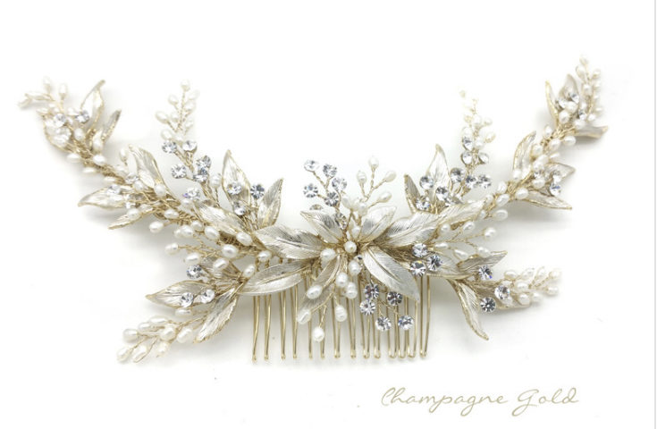 Chrysalini CHM Amelia designed comb with freshwater pearls $199