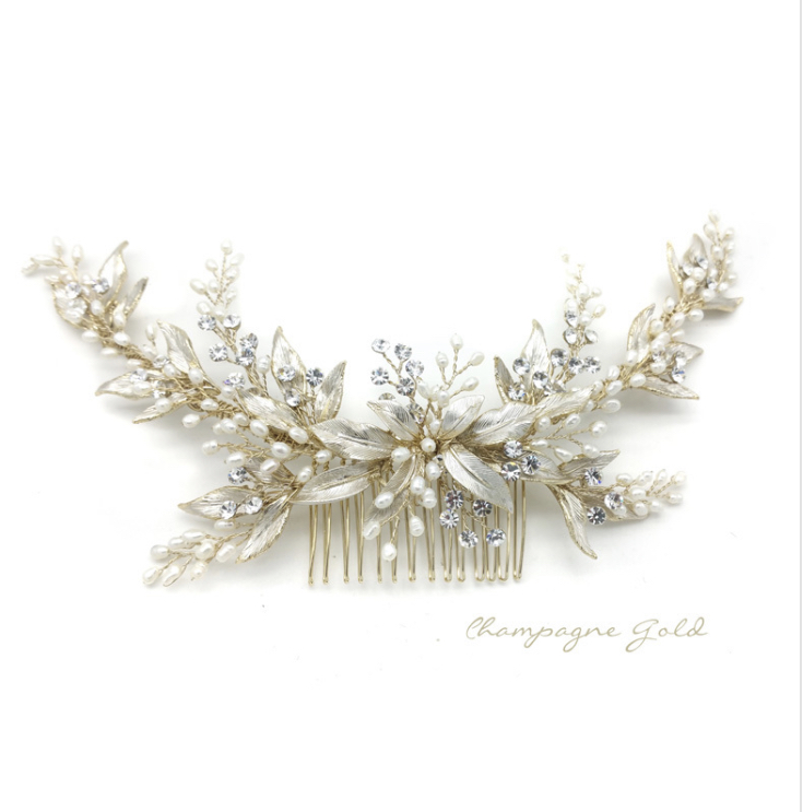 Chrysalini CHM Amelia designed comb with freshwater pearls $199