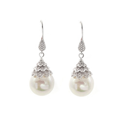 Chrysalini Pearl and cubic zirconia drop Earrings $35