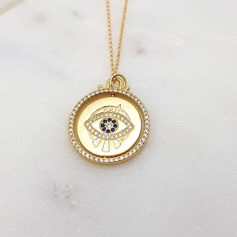 Chrysalini  Mati eye spinning necklace gold plated $27